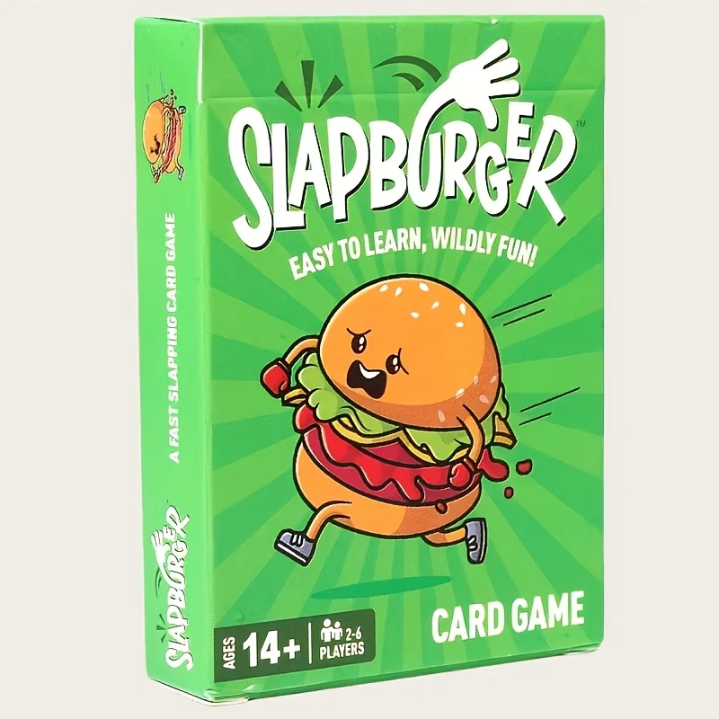 

Slapburger Card Game Box Suitable for Family Party Games, Fast-Paced Slap Strategy Board Game for 2-6 Players - Boxed Card Game