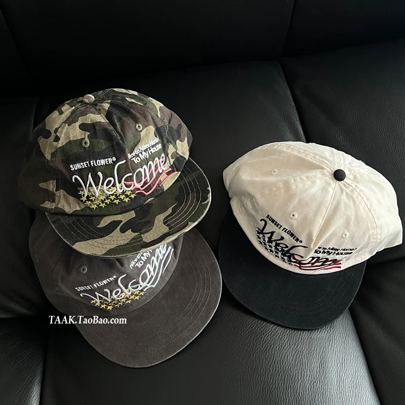 American Retro Camouflage Flat Edge Hat Baseball Cap Women Summer Tide Brand New Korean Version Face Hiphop Baseball Cap