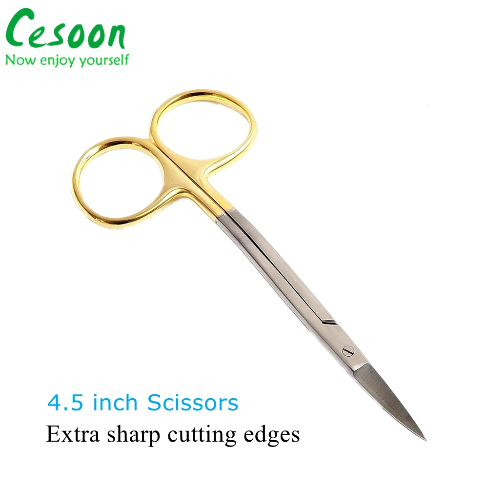 4.5 inch Scissors  Double Curved Dental Surgical Plier Medical Dissecting Cutting Eyelid Sticker Tool Surgery Instruments Forcep