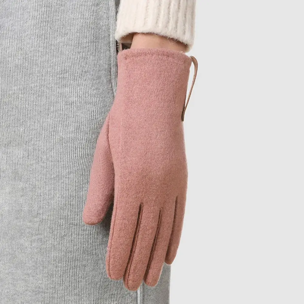 Guantes de lana para ciclismo, guantes de muñeca extendidos con pantalla táctil de invierno, exquisita artesanía fina, 1 par