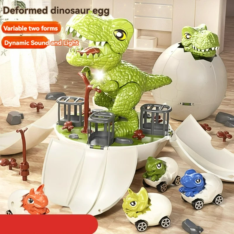 Kinder Dinosaurier Spielzeug, Dinosaurier Ei Spielzeug Simulation Tiermodell Rennstrecke Auto Tyranno saurus Geburtstags geschenk für 3-6 Jahre alten Jungen