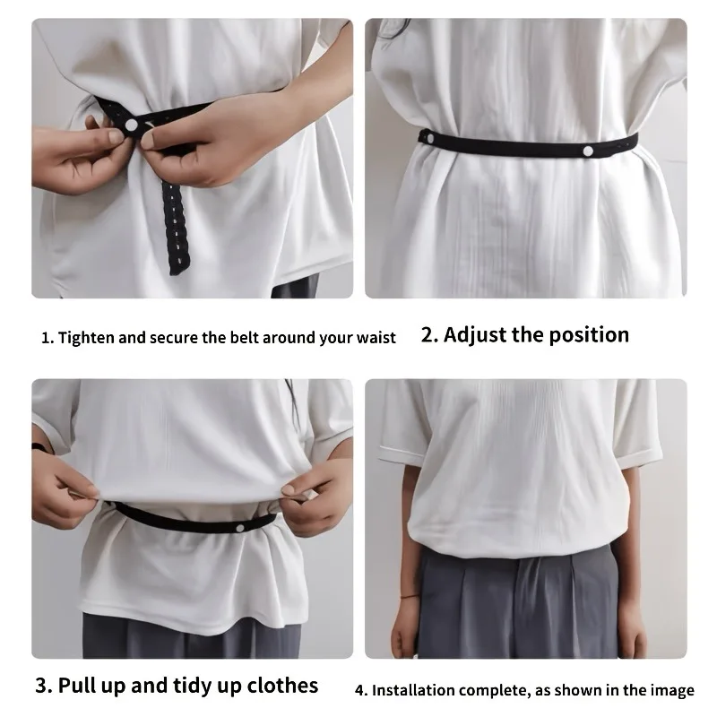 Fine lace binding belt, invisible button extender for adjustable clothing length, T-shirt dress, shirt pants, no-string adjuster view 3
