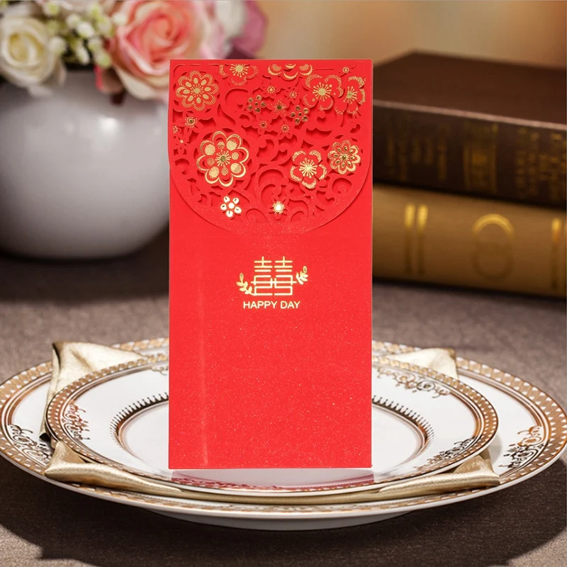 10PCS Chinese Red Envelopes Lucky Money Envelopes Wedding Red Packet For New Year Wedding (7X3.4 In)