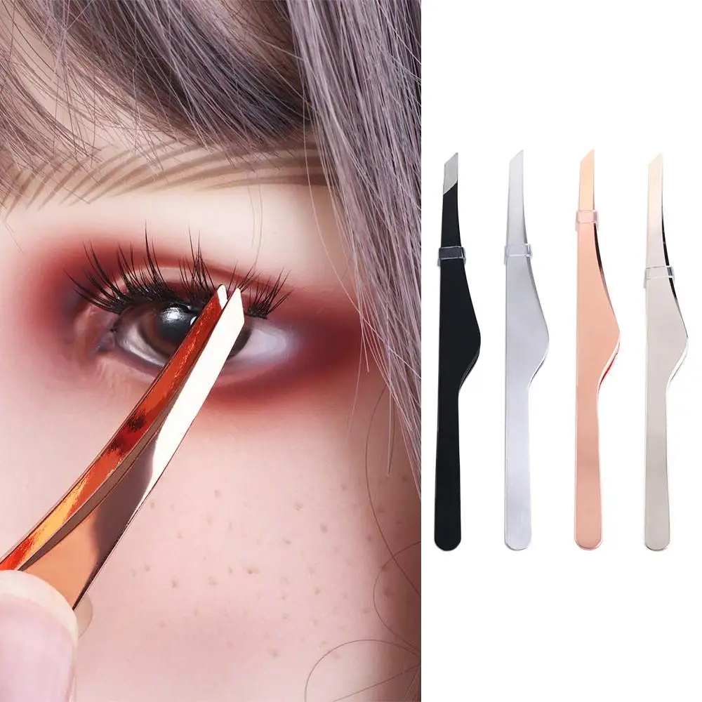 Edelstahl Beauty Tools Präzision Make-up schräg Kopf Wimpern Haare Puller Wimpern Pinzette Augenbrauen Pinzette Augenbrauen Clips