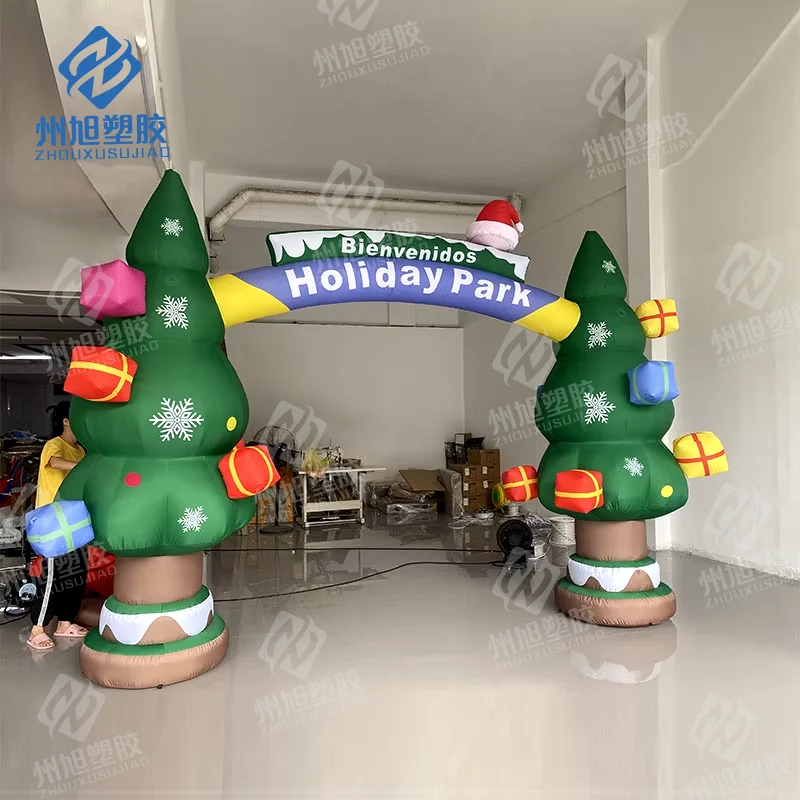 Porta gigante dell'albero gonfiabile di Natale per la decorazione dell'arco di Capodanno