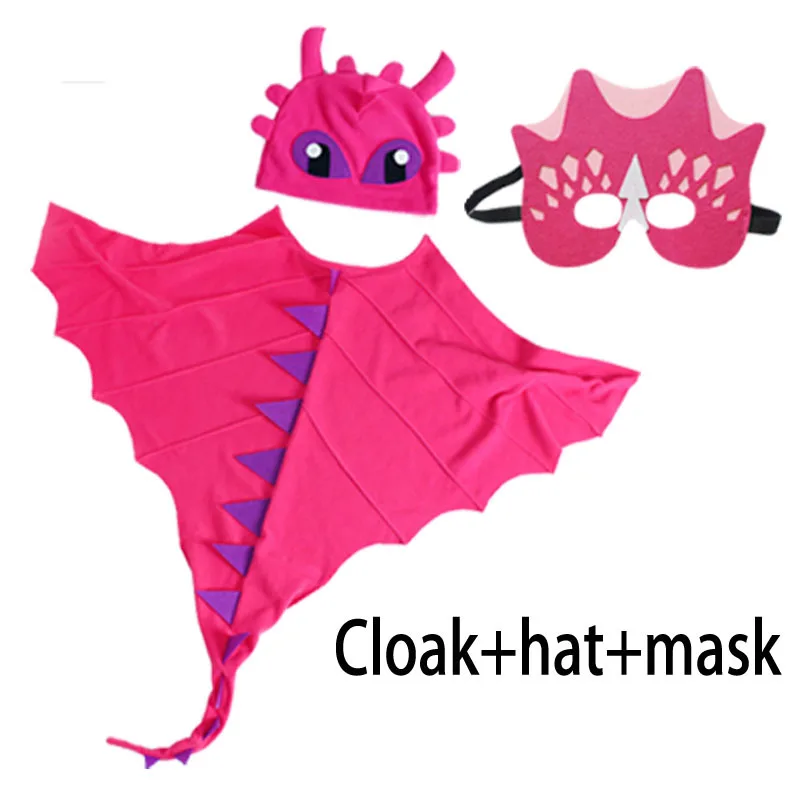 Dinosaur Cape Dragon Hooded Cloak for Kids Christmas Fancy Cape Mask Boys Girls Cosplay Costume Halloween Carnival Party