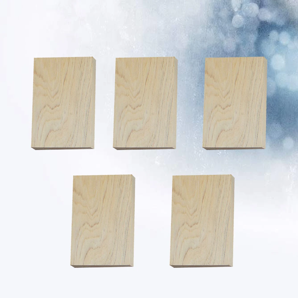 

5pcs Cutout Block Diy Decoration Projects Wood Craft Rustic Theme Party Classroom Craft Wood For Painting Writing