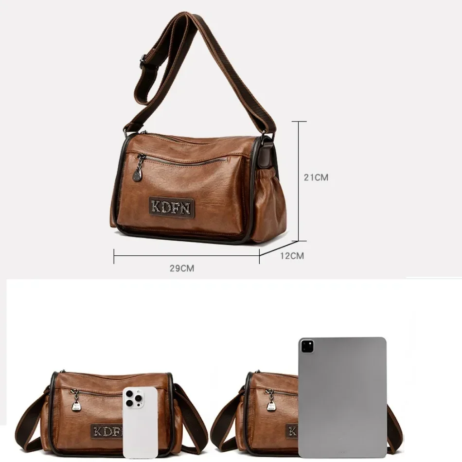 High-quality Leather Handbags for Women Luxury Designer Shoulder Crossbody Bags Soft New Ladies Casual Tote Messenger Bag 2024