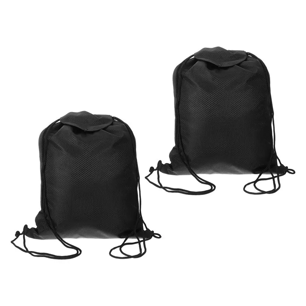 

2Pcs Storage Bag Waterproof Drawstring Backpack for Motorcycle Electric Bike Mountain Bike Black Mesh Organizer