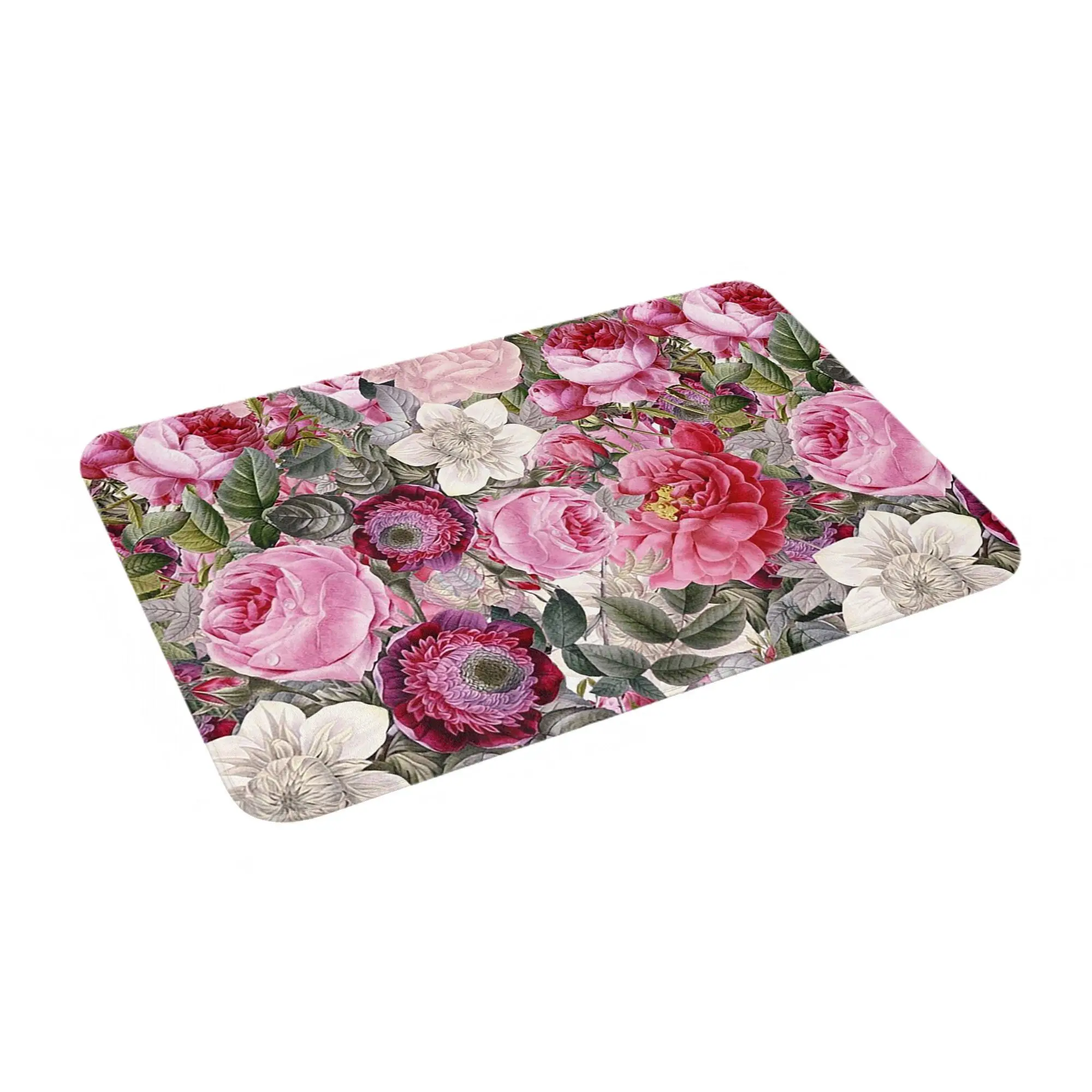 

Vintage Pink Floral Botanical Night Garden Pattern NightGarden Anti-slip Doormat Floor Mat Entrance Living room Footpad Mats