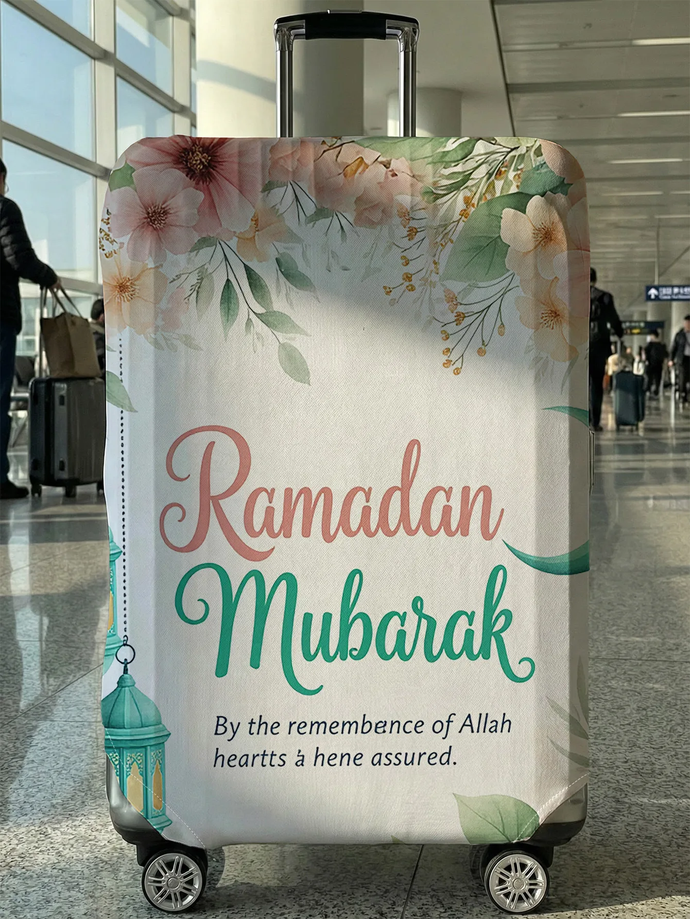 

Ramadan Floral Print Luggage Cover, Suitable for 18-32 Inch Luggage Cover, Luggage Handle Glove, Travel Accessories