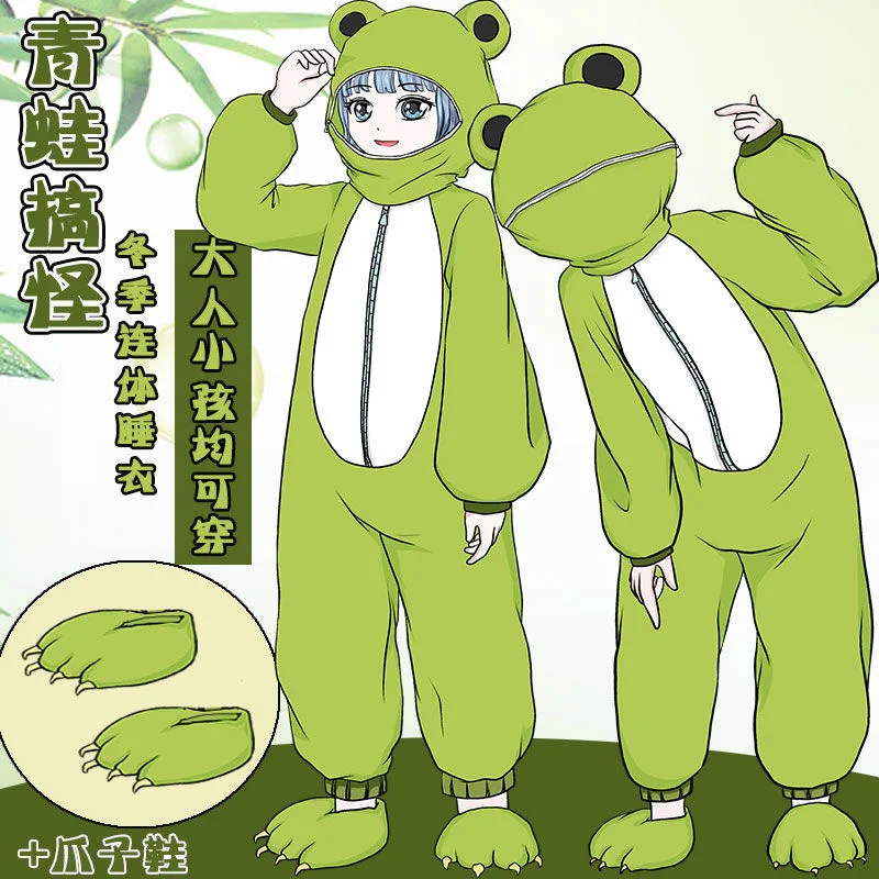 Panda Frosch Paare Pyjamas Sets Frauen Winter Niedlichen Tier Onesies Männer One Piece Cosplay Kostüm Anzug Nachtwäsche Flanell Pijamas