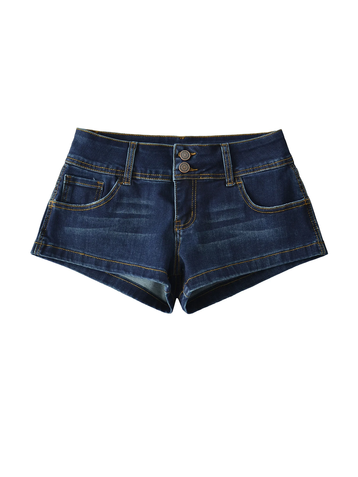 

Sexy Low-Waist Retro American Denim Shorts Women's Elastic Bodycon High-Rise Cotton Zipper Pure Color Butt-Lifting Hot Pants