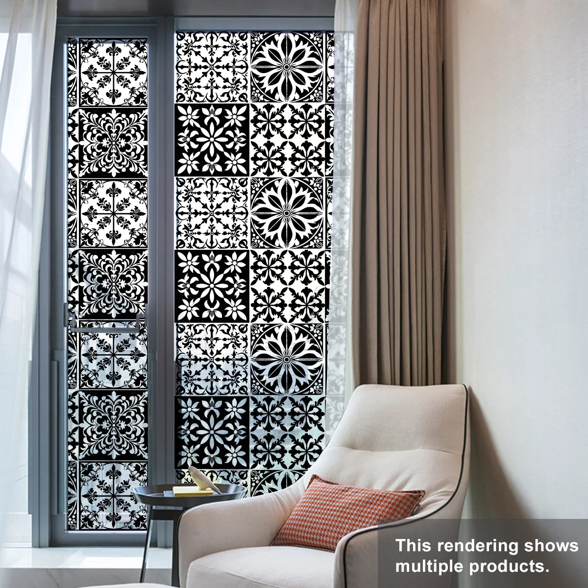 Minimalist Flower Window Sticker Home Window Decorative Glass Sticker Double-sided Visual Window