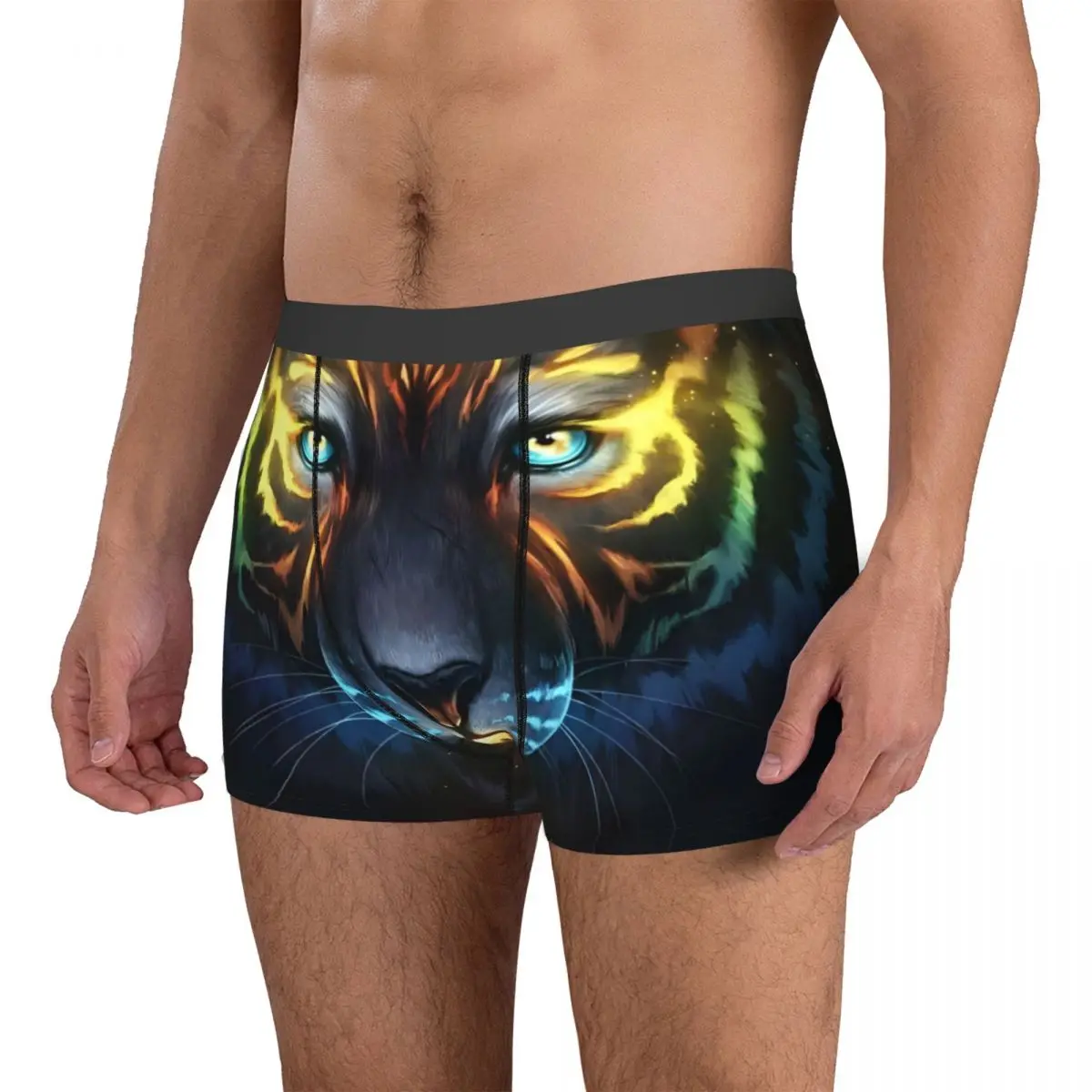 Boxer Tigre Coloré pour Homme, Slip Galaxie de l'Espace Loup, Sous-Vêtements Amusants Respirants, Shorts Imprimés, Cadeaux d'Anniversaire