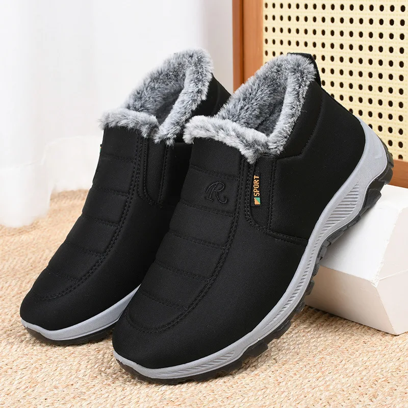 

Winter Men's New 2025 Cotton Shoes Casual Couple Style Thick Flat Snow Boots Waterproof and Warm Short Boots Men's Shoes