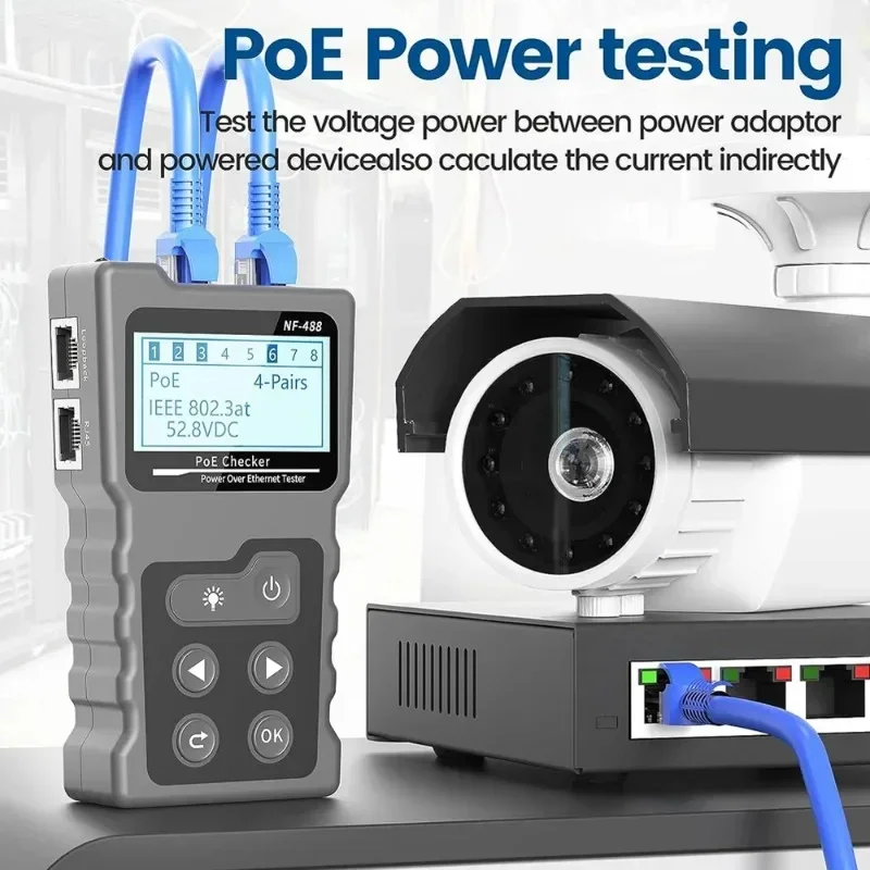 Imagem -04 - Noyafa-rede Cabo Tester Nf488 Poe Ethernet Cabo Tester Continuidade Tester dc Power Switch Loop-back Teste para Cat5e Cat