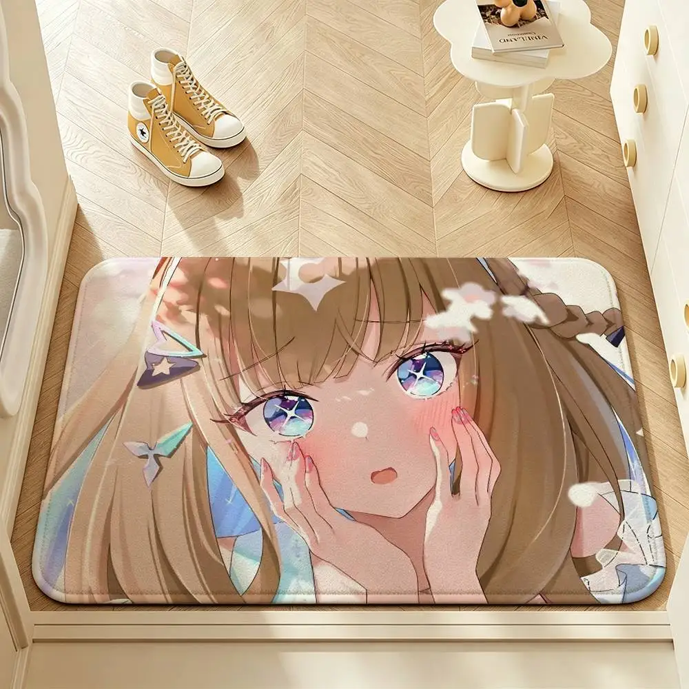 A-Almond Eye U-Umamusume Short Plush Anti-Slip Door Mat Soft Floor Mat for Home Entrance