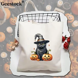 Geestock Halloween Tote Bag Vintage Ghost Kids Trick Or Treat Bag spettrale Ghost Cute Candy Sack Canvas Witch Lovers Gift Bag