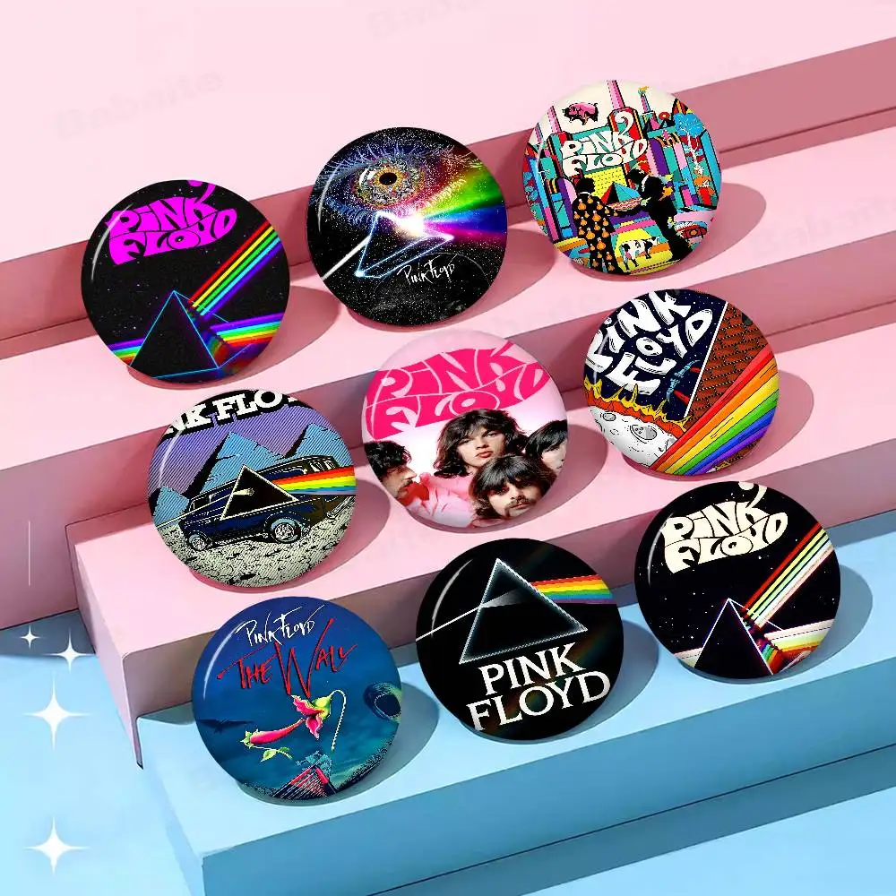 Band P-Pink HOT Floyd Creative Pins Funny Faces Round Snap-in Brooch Badge Backpack Hat Accessories Jewelry Gifts
