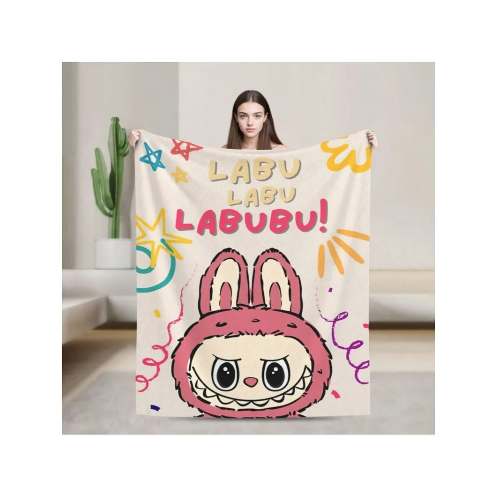 

Ультра-мягкое фланелевое одеяло LABUBU, легкое покрывало для общежитий, сна, гостиной или путешествий, всесезонное, идеально подходит для домашнего декора