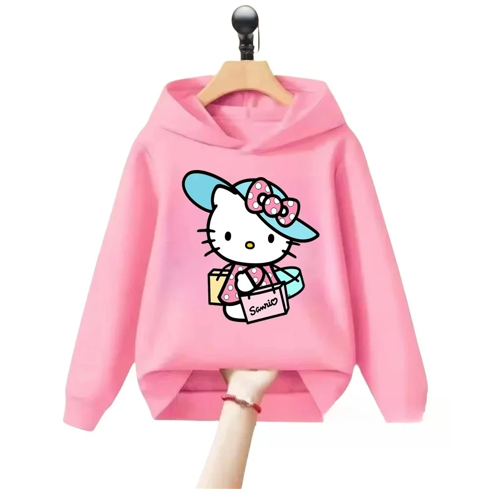 

Cute Hello Kitty Children's Clothing, Fashionable Sanrio Autumn Hoodie, Daily Travel Street Trend, Comfortable and Casual Hoodie