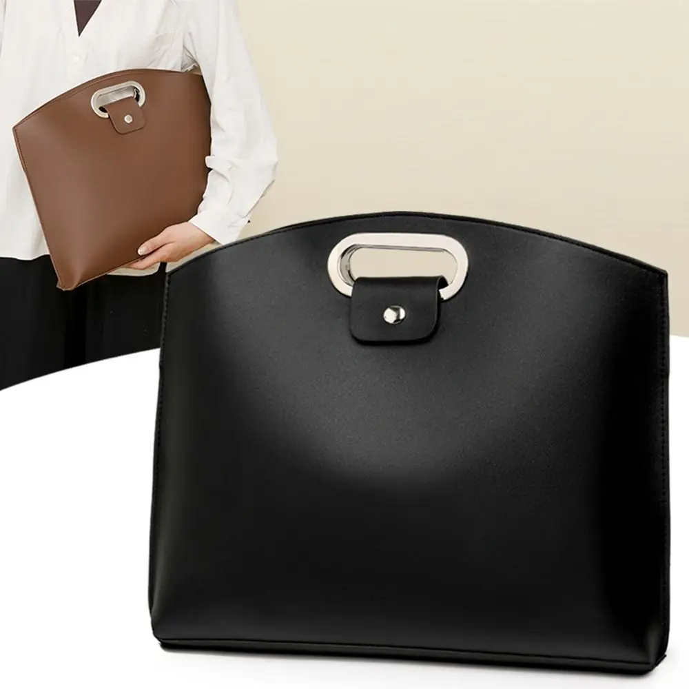 

Simple PU Office Document Tote Bag Large Capacity Solid Color File Bag Laptop Bag Handbag Computer Bag Travel