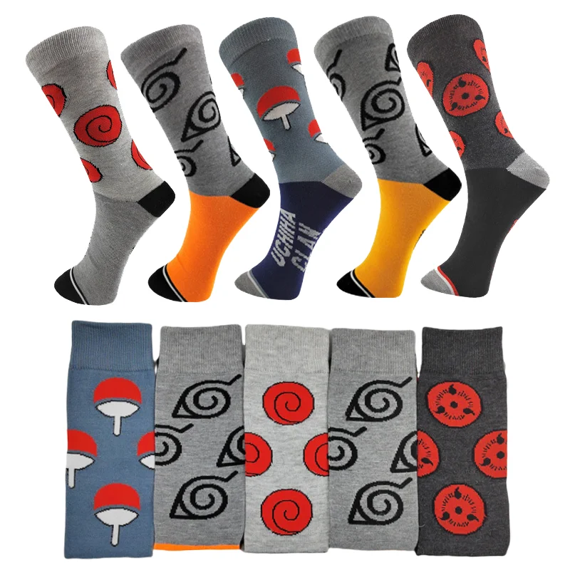 

Мужские носки Наруто, модные хлопковые носки средней длины, спортивные носки с мультяшным принтом для пар, удобные дышащие чулки