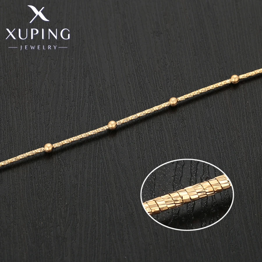 Xuping مجوهرات جديد وصول بسيط المختنق حبة سبائك النحاس 45 سنتيمتر الذهب اللون القلائد للنساء هدية رائعة X 001052074