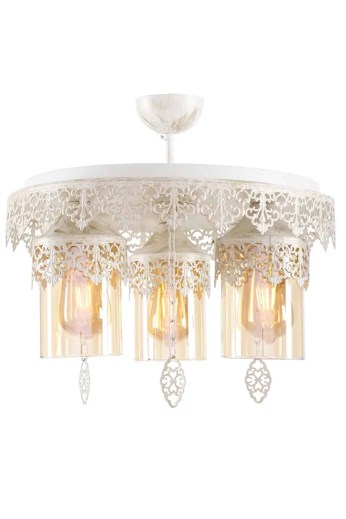 Double-filled glass chandelier with 3-piece glass chandelier