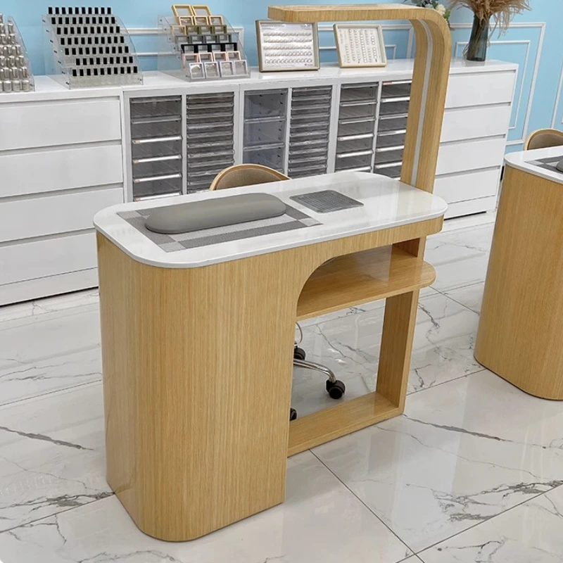 Oficce Fancy Light Nail Table Dust Collector Luxury Workstation Art Nail Desk Salon Beauty Mesa Para Manicurista Furniture