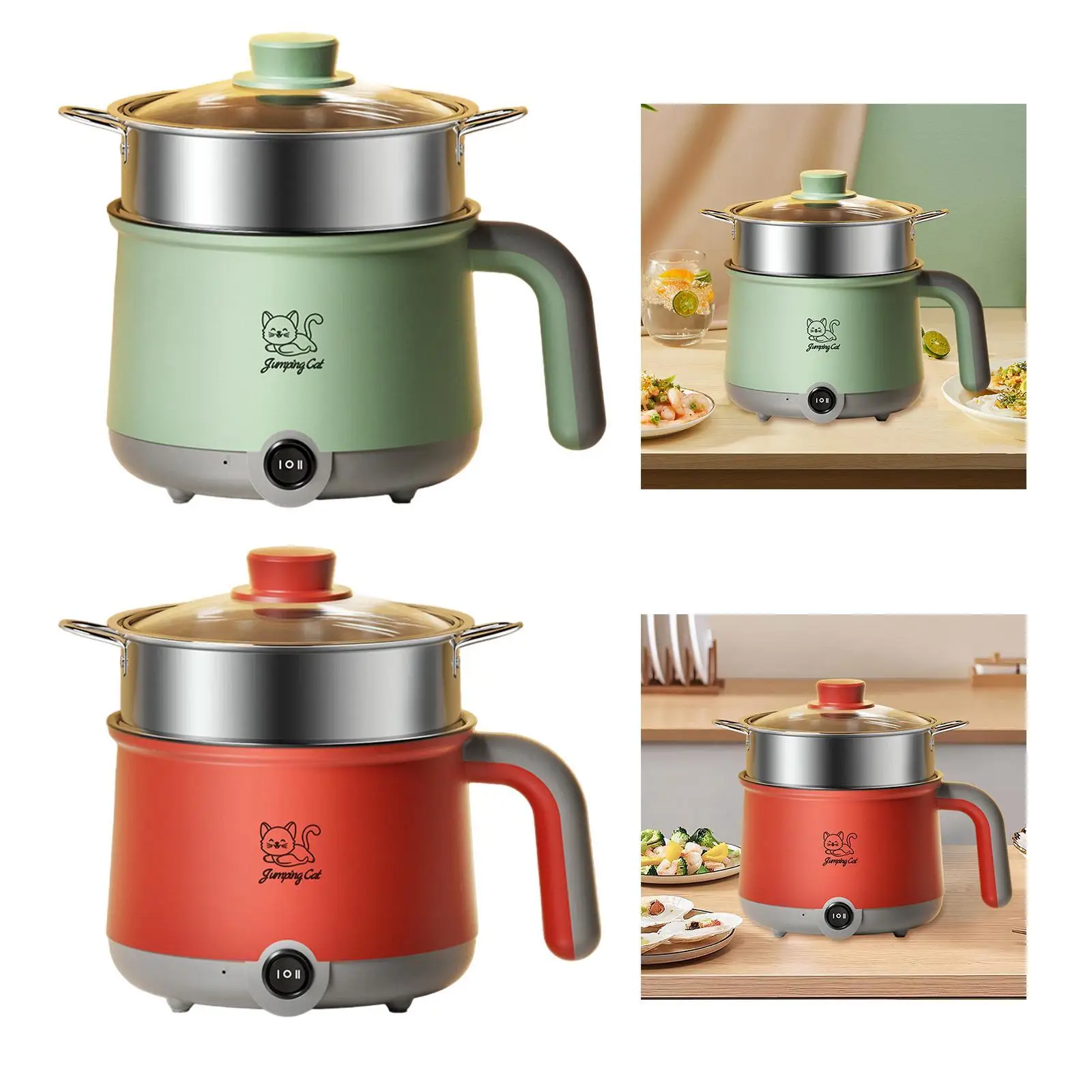 

Electric Hot Pot with Steamer Cooking Pot Multi Function Noodles Cooker Mini Hot Pot for Ramen Dumpling Steak Pasta Dorm Room