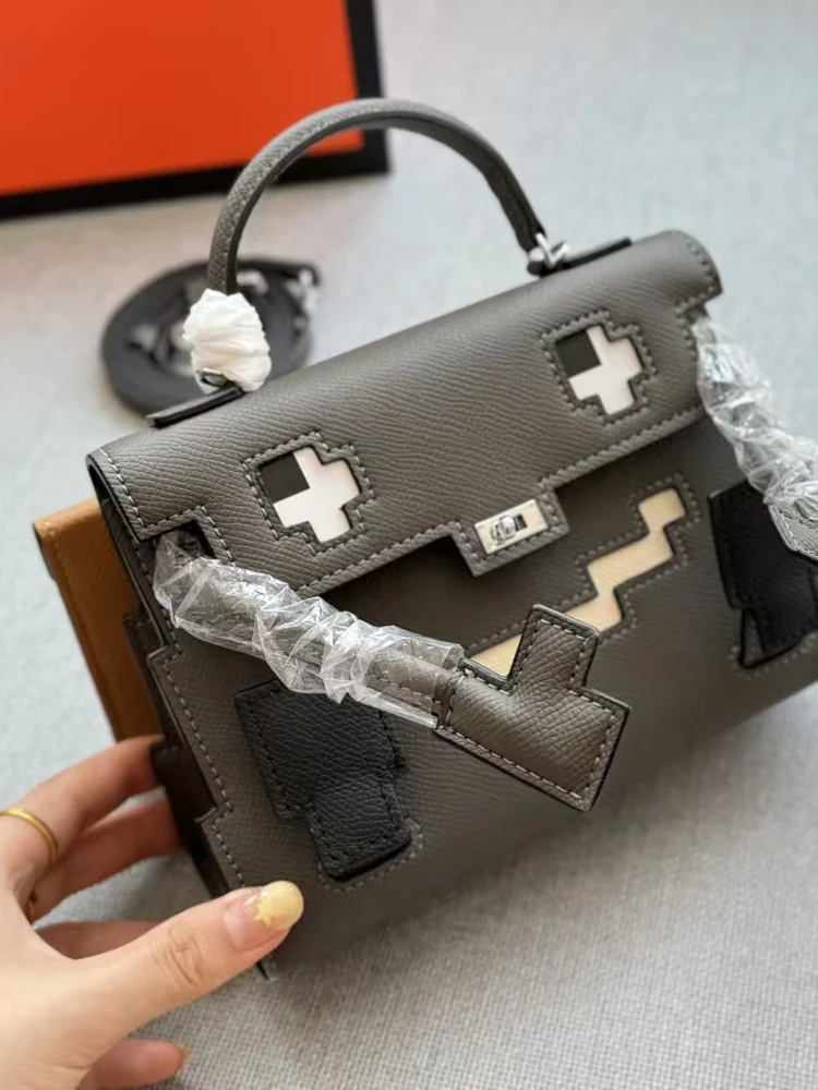 

Kedi Genuine Leather Bag Mosaic Handbag Face Crossbody Bag Ele Commuter Sle Women's Handbag Lo Bule