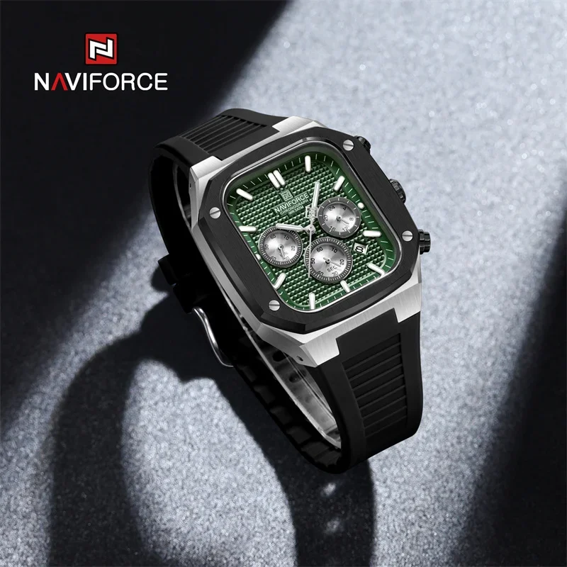 NAVIFORCE Luxury Quartz Watch For Men Silicone Strap Chronograph Wristwatches Fashion Male MultiFunction Clock Relogio Masculino