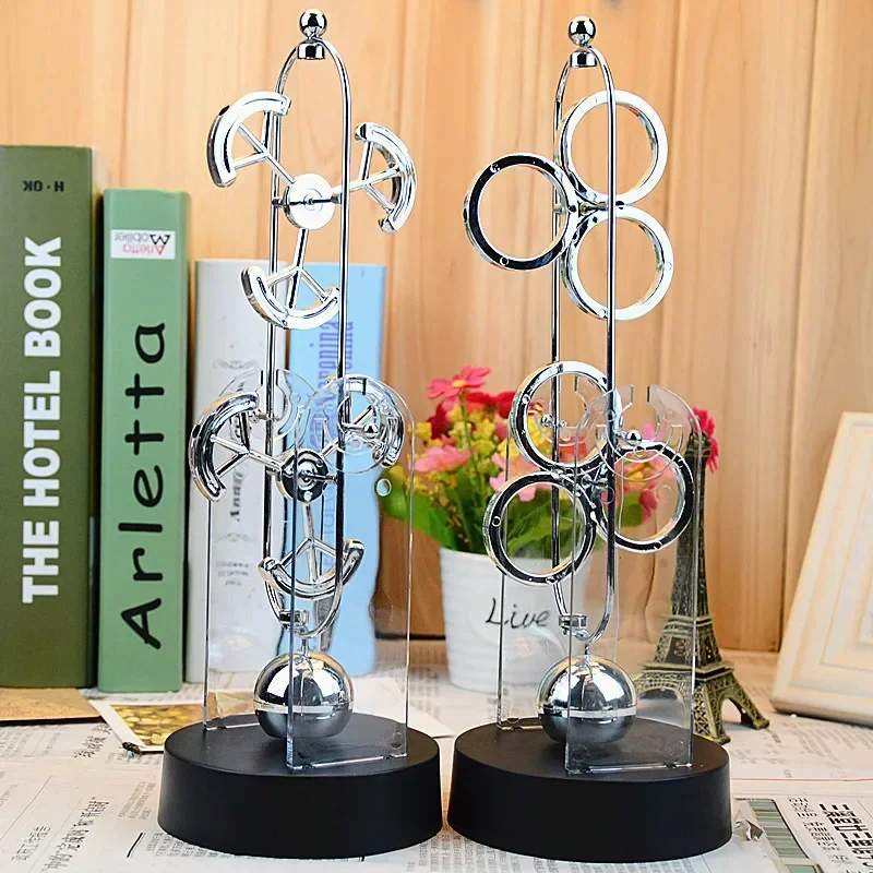 Large Electric Magnetic Perpetual Instrument Double Wiggler Newton's Cradle Metal&plastic Crafts Home Furnishing Gift Ornaments