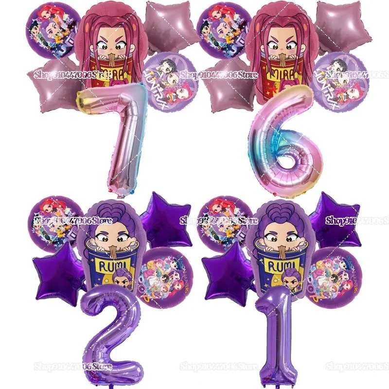 K Pop Demon Hunters fiesta cumpleaños decoración globos Huntrix niños grupo Saja Boys Rumi Mira Zoey globo favores género revelar regalo