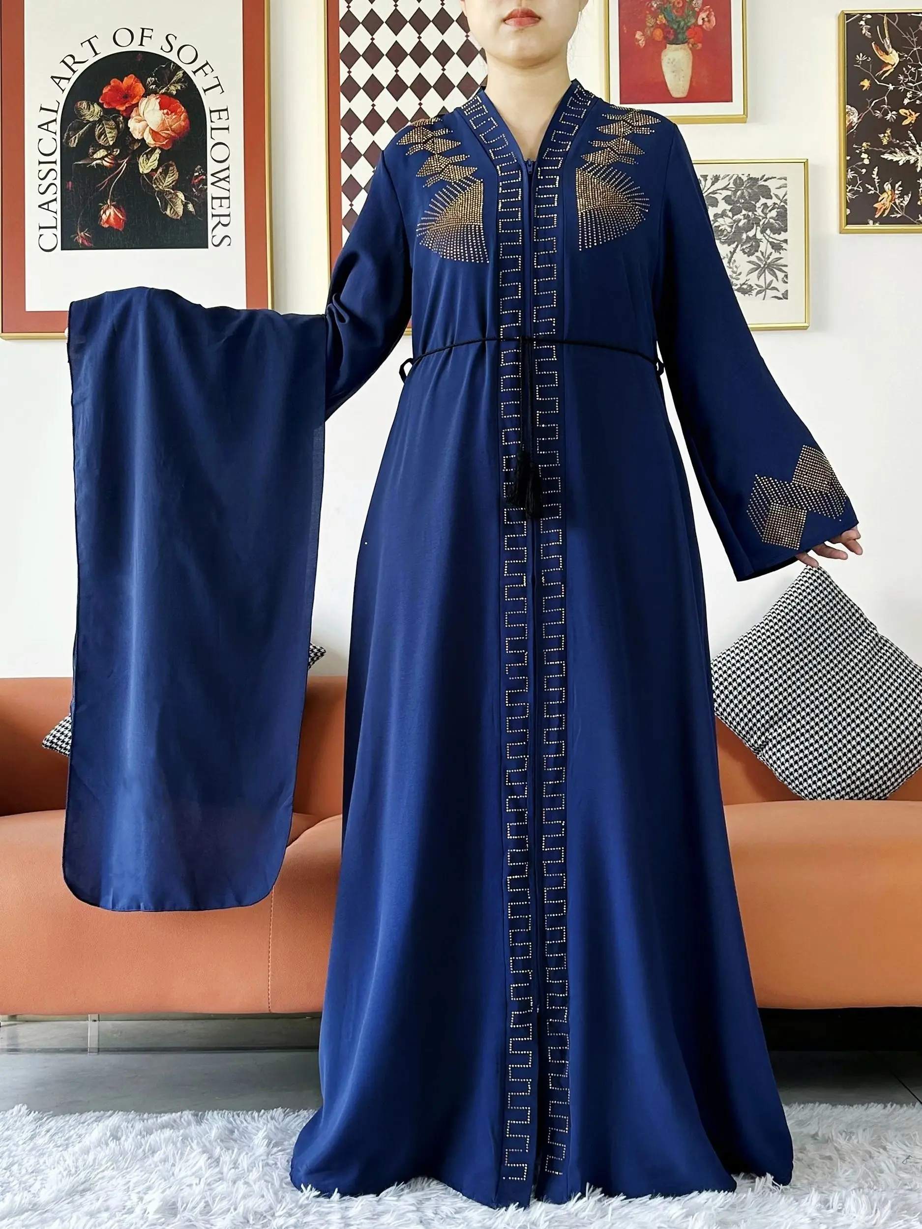 New Women Elegant Dress Chiffon Open Abaya with Zipper Muslim Women Dress Islamic Clothing Cardigan New Women Elegant Dress Chiffon Open Abaya with Zipper Muslim Women Dress Islamic Clothing Cardigan