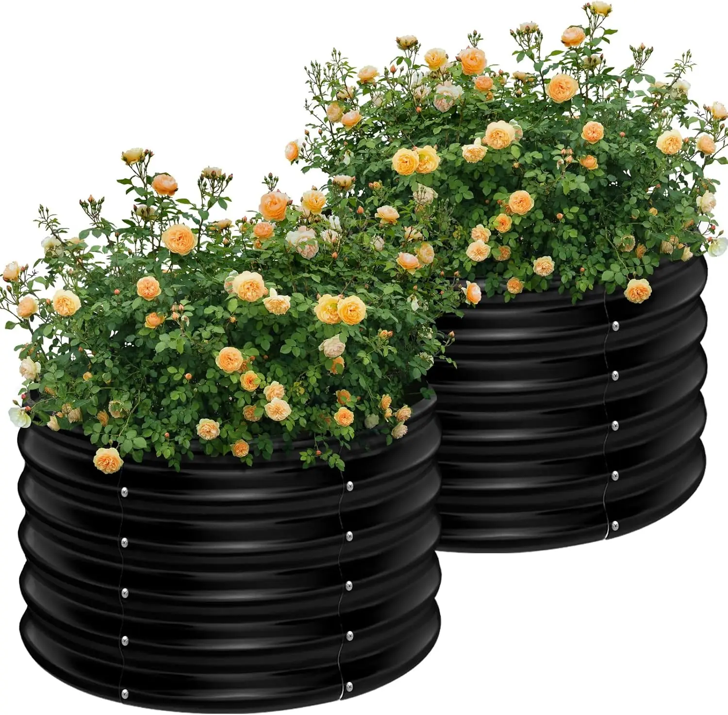 

Комплект из 2 круглых оцинкованных приподнятых грядок для овощей, металлические садовые ящики для выращивания растений на открытом воздухе