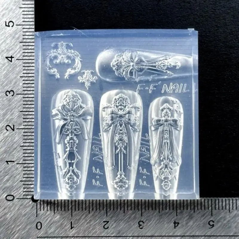 #1Pc European Style  Photo Frame 3D Silicone Nail Mold DIY Bow Design Transparent Manicure Template Nail Art Decoration Tool