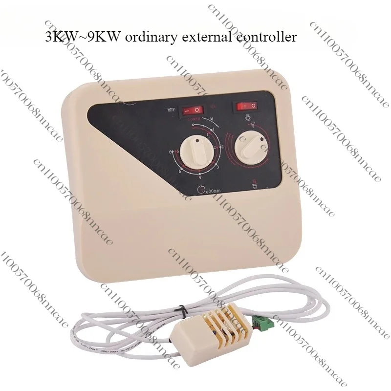 Digital Sauna Heater Controller w/ LED Display, Timer Temp Knob & Sauna Light Switch for 3–12kW Electric Sauna Stove 230V