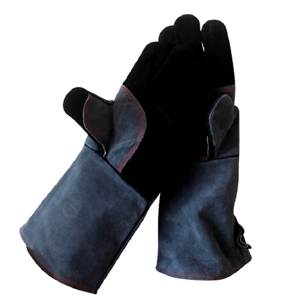 

Cowhide Gloves Fire Resistant High Temperature BBQ Welding Oven Cooking Gardening Camping Cow Heat Protection Work