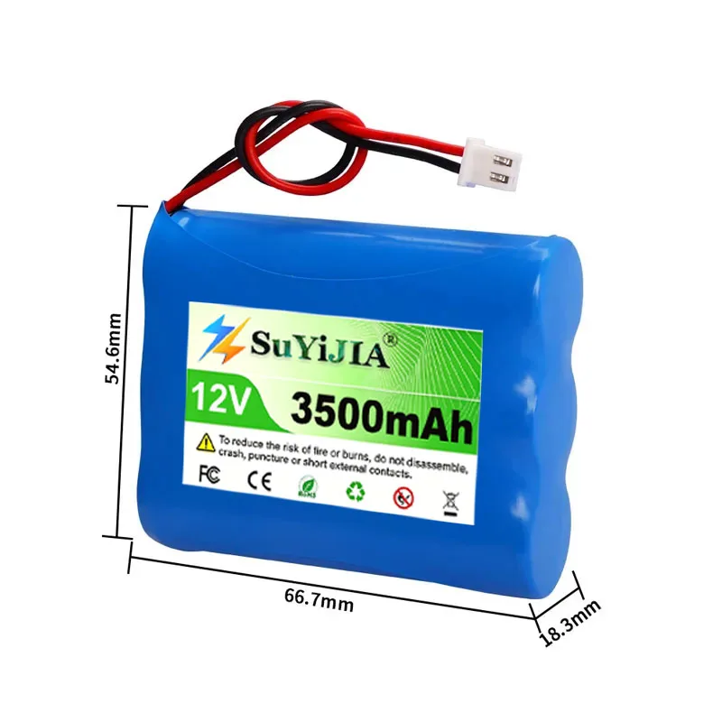 18650 Lithium Rechargeable Battery 3500mAh 11.1v 12V with Plug 3 Series Fishing Lighting Triangular Flashlight Strong Light LED