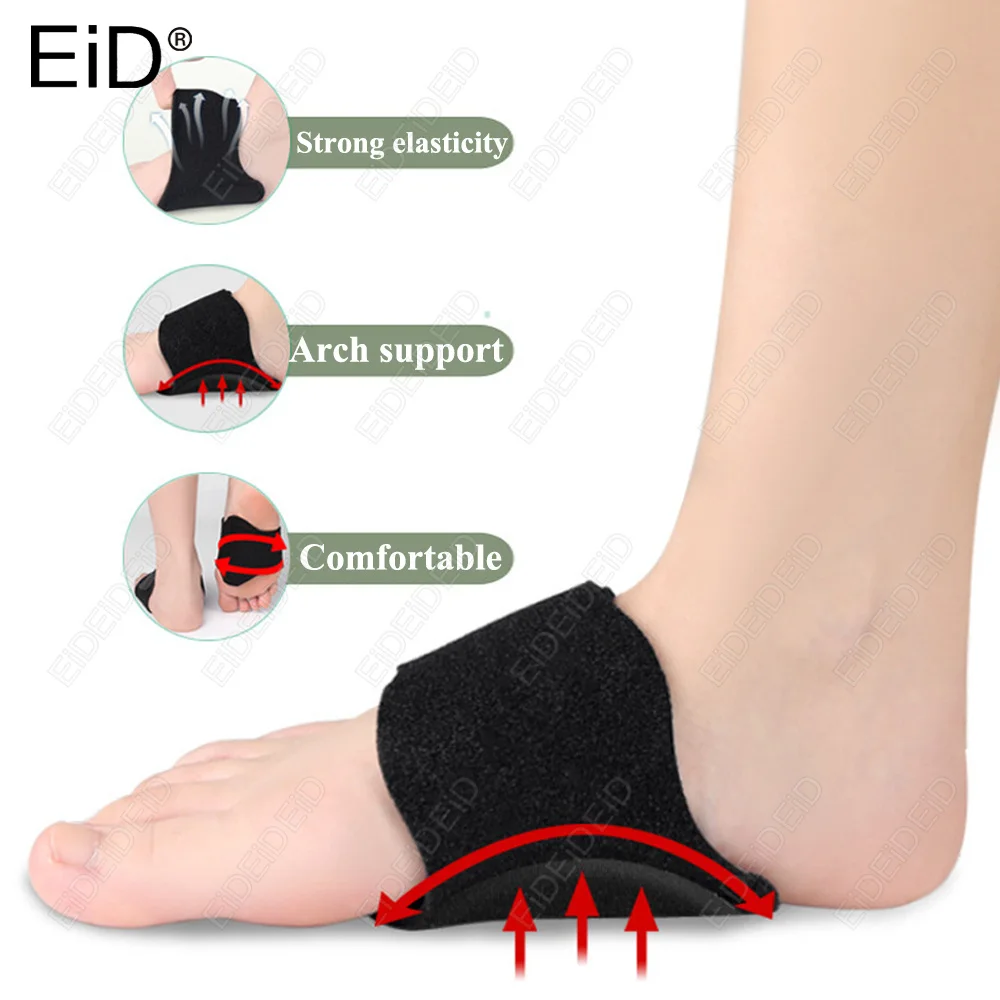 EID 1/2 Pairs Arch Support Adjustable Orthotics Compression Arch Support Braces Bands Gel Pads for Flat Feet High Fallen Arches