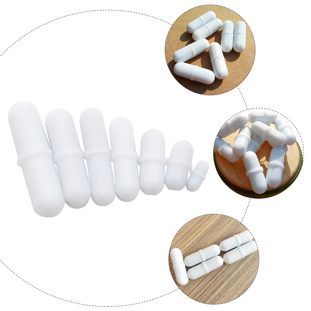 7Pcs Magnetic Stir Bar Set 10mm 20mm 30mm PTFE Coated Stirrer Bars for Lab Mixing White Mixer Rod