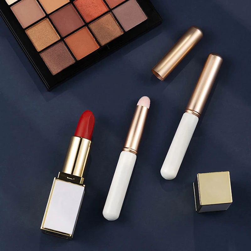 Portable Round Head Mini Lip Brush Carry Lid Lipstick Brush Concealer Brush Girl Lip Gloss Smudge Makeup Brush