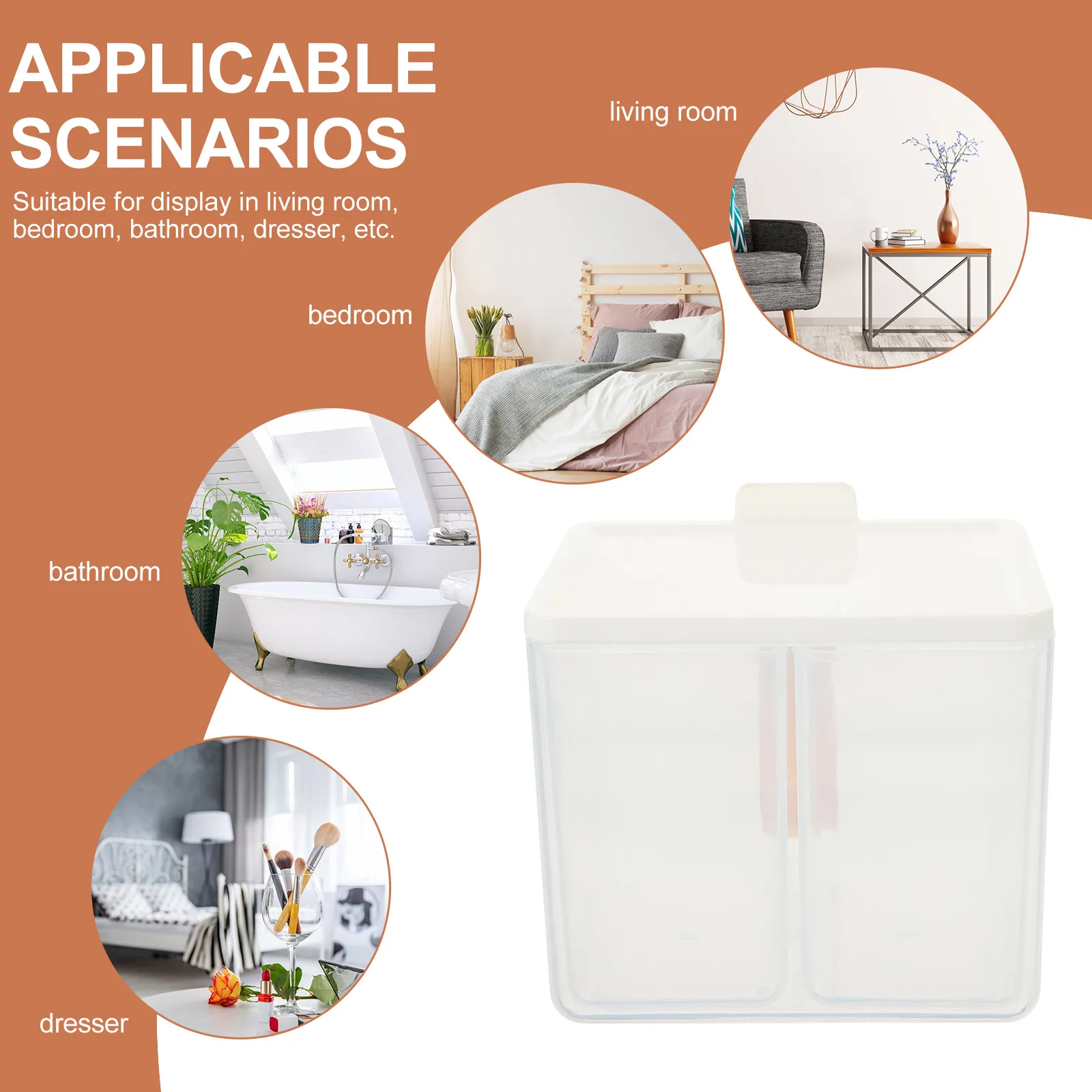

Small 2 Compartment Dustproof Waterproof Storage Box for Cotton Swabs Powder Puff Makeup ganizer Bathroom Vanity Container