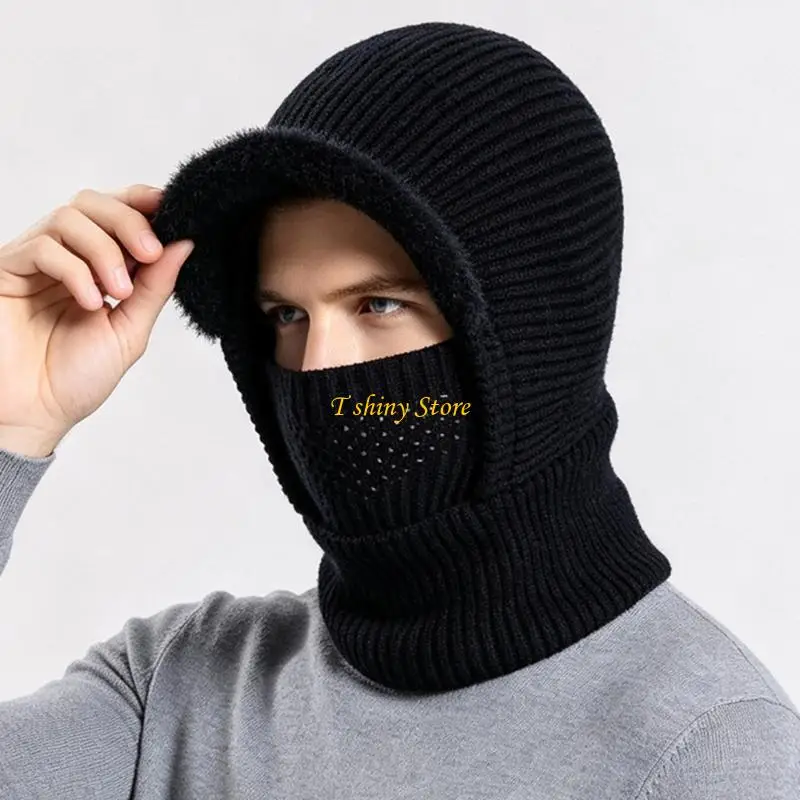 N58F Lined Winter Balaclava Hat with Plush-Look Trim and Extended Neck Coverage for Commuting, Skiing, and Winter Travel
