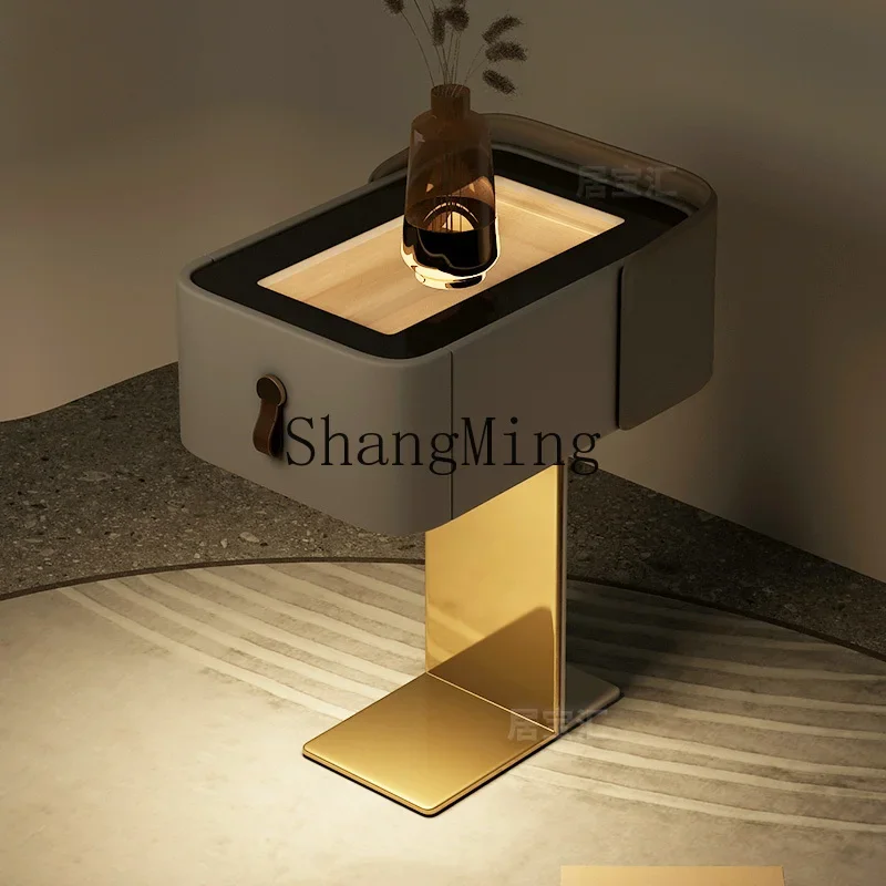 

ZYYbedside table light luxury high-end sense ultra-narrow mini installation-free new master bedroom bedside table