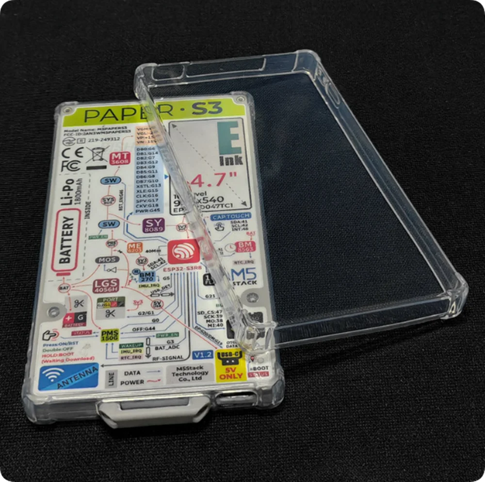 Capa de silicone macio preta para M5 Stack Paper S3, capa protetora de TPU para M5 Stack Paper S3, capa traseira para telefone