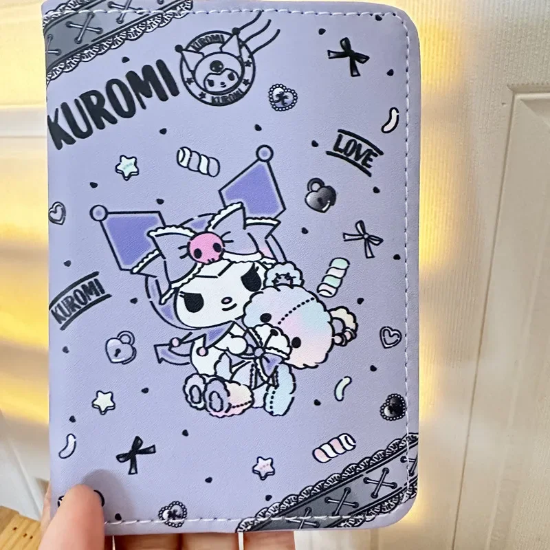 Sanrio Cinnamoroll Kuromi Mymelody Cartoon PU Passport Cover kawaii Anime Travel ID Credit Card Holders Clip Bags Girls Gifts